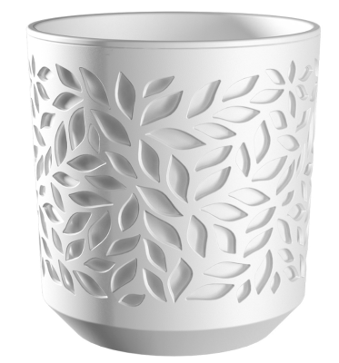 Кашпо "Leaves" (2,5л.) Цв. Белый/Белый (КШ-9569) в интернет гипермаркете «Планета Лета». Фото