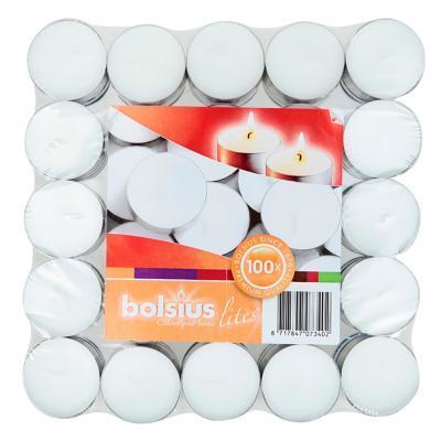 Свеча Болсус чайная белая в гильзе 100 штук в интернет гипермаркете «Планета Лета». Фото