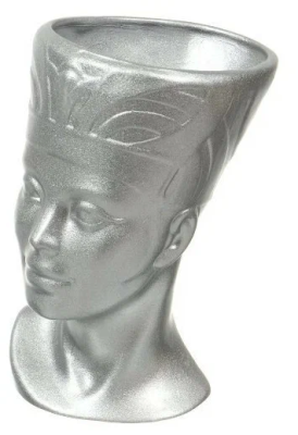 Кашпо КК Голова Нефертити серебро d24,5, h15см, 1,35л в интернет гипермаркете «Планета Лета». Фото