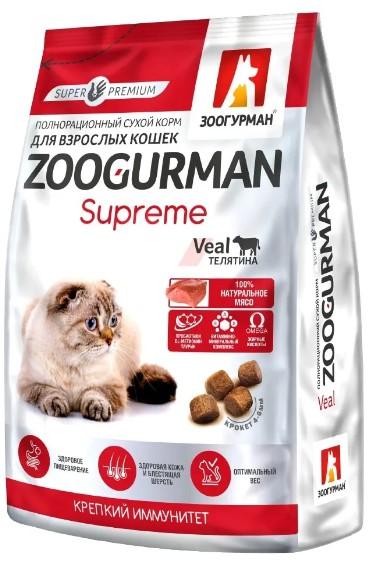 Полнорац. сухой корм д/кошек Zoogurman, Supreme Телятина 350г в интернет гипермаркете «Планета Лета». Фото