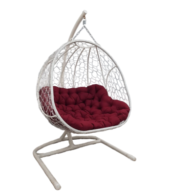 Кресло подвесное Кокон Дарина, белый ротанг без подушки в интернет гипермаркете «Планета Лета». Фото