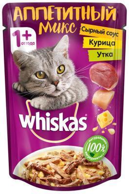 Корм Whiskas микс сыр.соус кур/утк 85г в интернет гипермаркете «Планета Лета». Фото