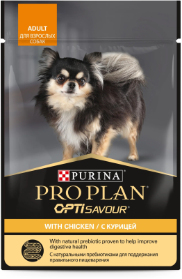 Корм ProPLAN OPTISAVOUR пауч для взрослых собак с курицей в соусе 85 гр Уценка!!! в интернет гипермаркете «Планета Лета». Фото