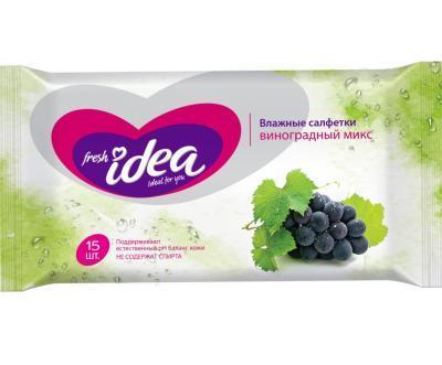 Салфетки влажные Фреш Идея виноград 15 шт в интернет гипермаркете «Планета Лета». Фото