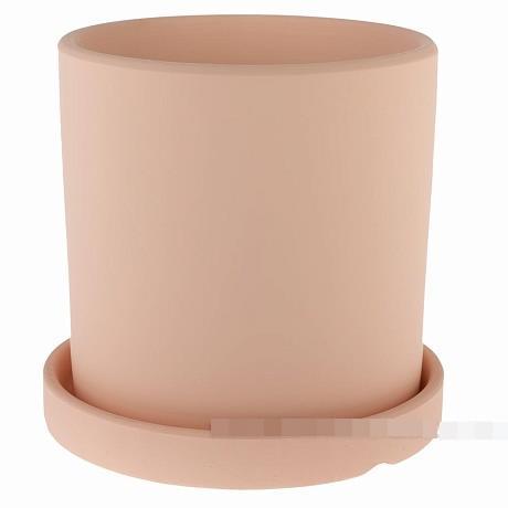 Горшок с матовым покрытием с поддоном (керамика), D14xH14 см Светло-розовый в интернет гипермаркете «Планета Лета». Фото