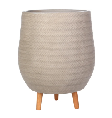 Кашпо IDEALIST Плейт овальное с подставкой, бежевое, d44 h55, BMB-HV-BEG-44 в интернет гипермаркете «Планета Лета». Фото