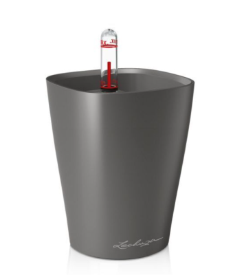 Кашпо Lechuza "Mini Deltini Complete charcoal metallic" (пластик), 10xH13 см в интернет гипермаркете «Планета Лета». Фото