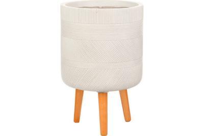 Кашпо IDEALIST Страйп круглое с подставкой, слоновая кость, d37 h61, WSTRIP37-AW в интернет гипермаркете «Планета Лета». Фото