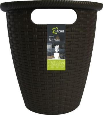 Кашпо напольное Rattan D233мм, 7 л с внутренним горшком 4,5 л Горький шоколад в интернет гипермаркете «Планета Лета». Фото
