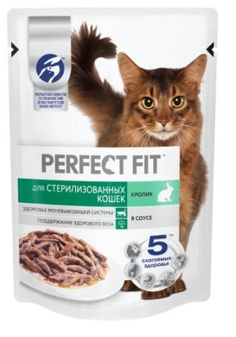 Корм влажный для кошек Perfect Fit Sterile стерилизованных, с кроликом кусочки в соусе, 75г x 28 в интернет гипермаркете «Планета Лета». Фото
