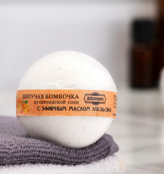 Бомбочка для ванны из персидской соли "Добропаровъ" с эфирным маслом апельсина, 140гр 3558488 в интернет гипермаркете «Планета Лета». Фото