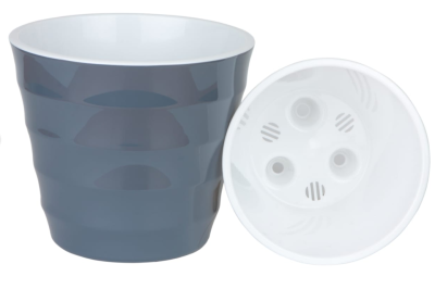 Горшок Лаура антрацит d14,5;  h13, 1,4л с вкл. ЛР14-12 в интернет гипермаркете «Планета Лета». Фото