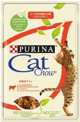 Корм CAT CHOW д/взр.кош. в гов.жел. с гов. и бакл. 85г в интернет гипермаркете «Планета Лета». Фото