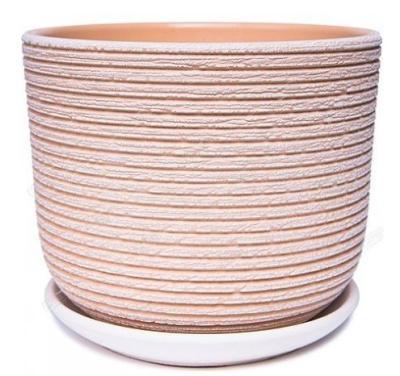 Кашпо керамическое Лоза №2, бежевый бук, d15 h13 см, 1,3 л, в интернет гипермаркете «Планета Лета». Фото