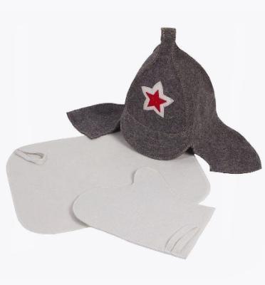 Набор 3-х предметный «Буденовка» (шапка с вышивкой, коврик белый, рукавица) 11-366 в интернет гипермаркете «Планета Лета». Фото