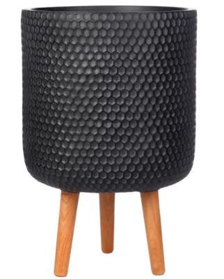 Кашпо IDEALIST Ханни круглое с подставкой, черное, d37 h65, HON-CLNDR-BLK-37 в интернет гипермаркете «Планета Лета». Фото