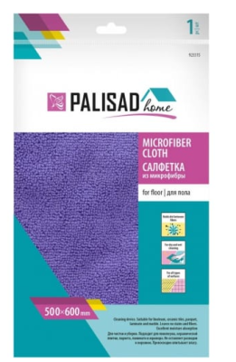 Салфетка из микрофибры для пола 500x600 мм, фиолетовая, Home// Palisad в интернет гипермаркете «Планета Лета». Фото