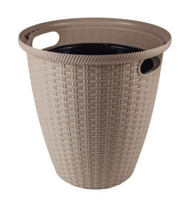 Кашпо напольное Rattan D380мм, 30 л с внутренним горшком 16 л Горький шоколад в интернет гипермаркете «Планета Лета». Фото