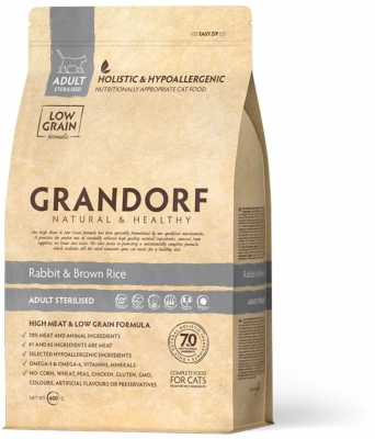 Корм GRANDORF кролик с рисом для стерилизованных кошек, 400г Уценка!!! в интернет гипермаркете «Планета Лета». Фото