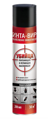 Аэрозоль Инта-вир от всех летающих и ползающих насекомых 200 мл в интернет гипермаркете «Планета Лета». Фото