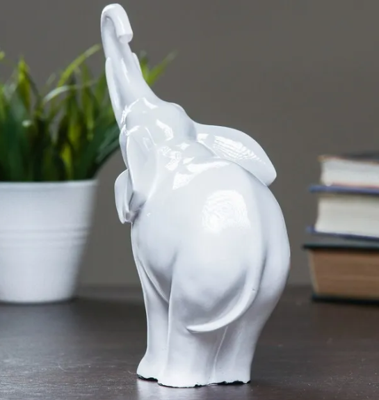 Фигура декор Слон белый 15х8х18 см 3928131 в интернет гипермаркете «Планета Лета». Фото