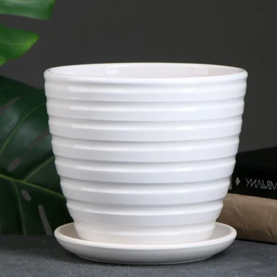 Кашпо  ХЕЛЬСИНКИ белый крокус d14,9 см, 1,3л в интернет гипермаркете «Планета Лета». Фото