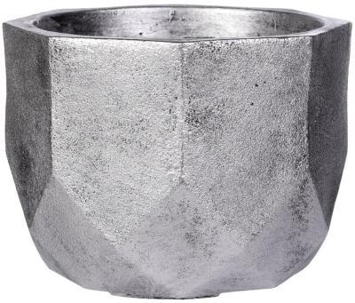 Кашпо IDEALIST Геометри Круглое, файберстоун, серебро, D37 H27 cm в интернет гипермаркете «Планета Лета». Фото