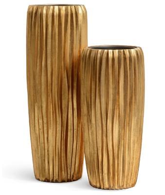 Кашпо TREEZ Effectory Metal Высокий конус Design Wave Сусальное золото в-75 см, д-34 см 10/60л в интернет гипермаркете «Планета Лета». Фото