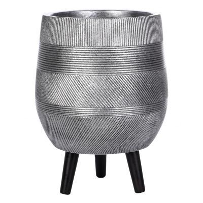 Кашпо IDEALIST Страйп с подставкой, файберстоун, серебристое, D31.5 H43 cm WSTRIPR-31-SLV в интернет гипермаркете «Планета Лета». Фото