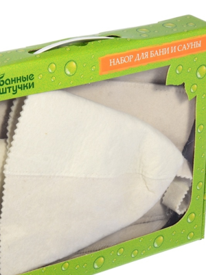 Набор из 2-х предметов шапка классик, коврик белый 41103 в интернет гипермаркете «Планета Лета». Фото