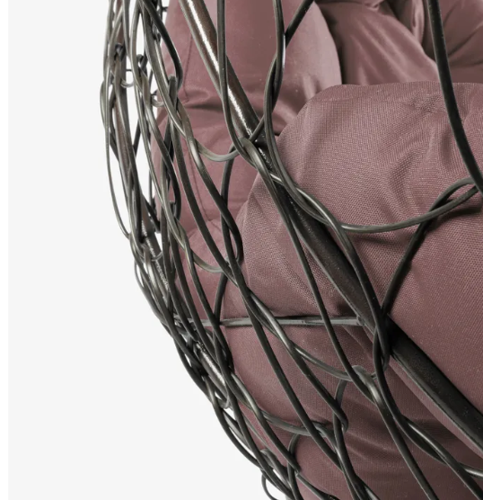 Кресло подвесное XL с ротангом коричневое, коричневая подушка в интернет гипермаркете «Планета Лета». Фото