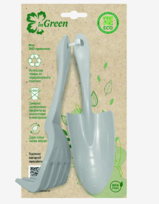 Набор садовых инструментов InGreen for Green Republic грабельки и лопатка для пересадки утренний тум в интернет гипермаркете «Планета Лета». Фото