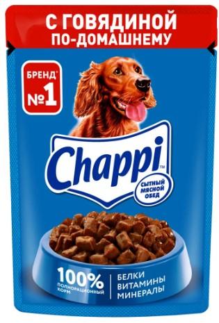 Влажный корм для собак всех пород,Chappi Сытный Мясной Обед, говядина по-домашнему (28шт в уп) 85 г в интернет гипермаркете «Планета Лета». Фото