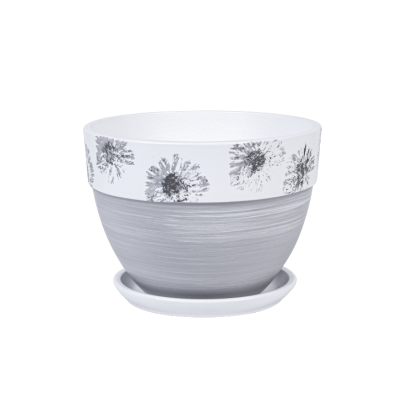 Горшок Каприфоль серый овал борт d15, h11см, 1,2л в интернет гипермаркете «Планета Лета». Фото