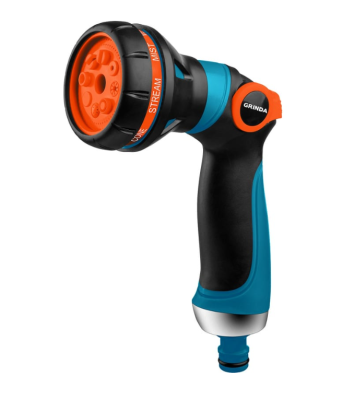 GRINDA PROLine S-8, 8 режимов, пистолет поливочный двухкомпонентный с регулятором напора в интернет гипермаркете «Планета Лета». Фото