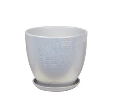 Горшок Волна (серо-белая) № 4 (D18) Высокий овал 2,5 л в интернет гипермаркете «Планета Лета». Фото