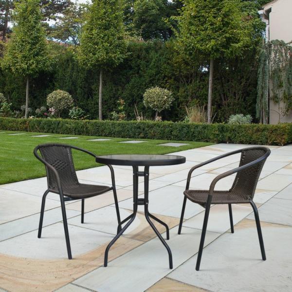 Комплект мебели Асоль 2 стула + стол кофейный LR02 LRC-02/LRT-02-D60 Dark Brown в интернет гипермаркете «Планета Лета». Фото